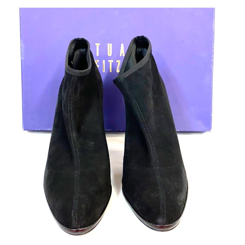 Stuart Weizman Black Suede Ankle Sock Booties